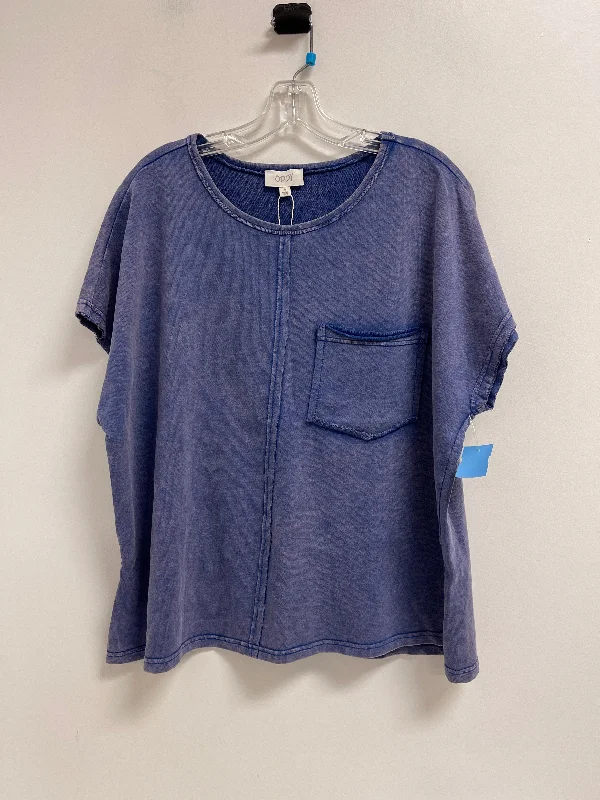Weekend Shopping Extravaganza Top Short Sleeve By Oddi In Blue, Size: M