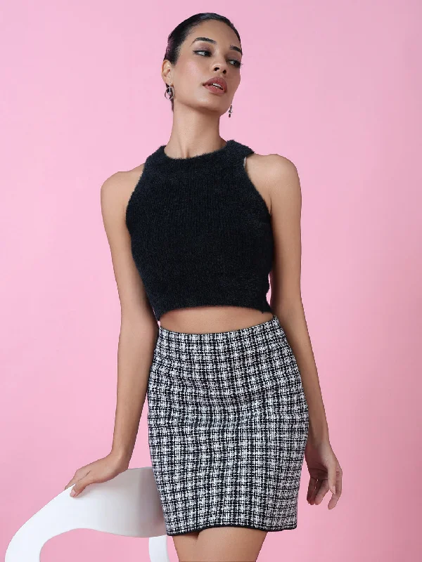 The Best Prices Women Black Solid Crochet Top