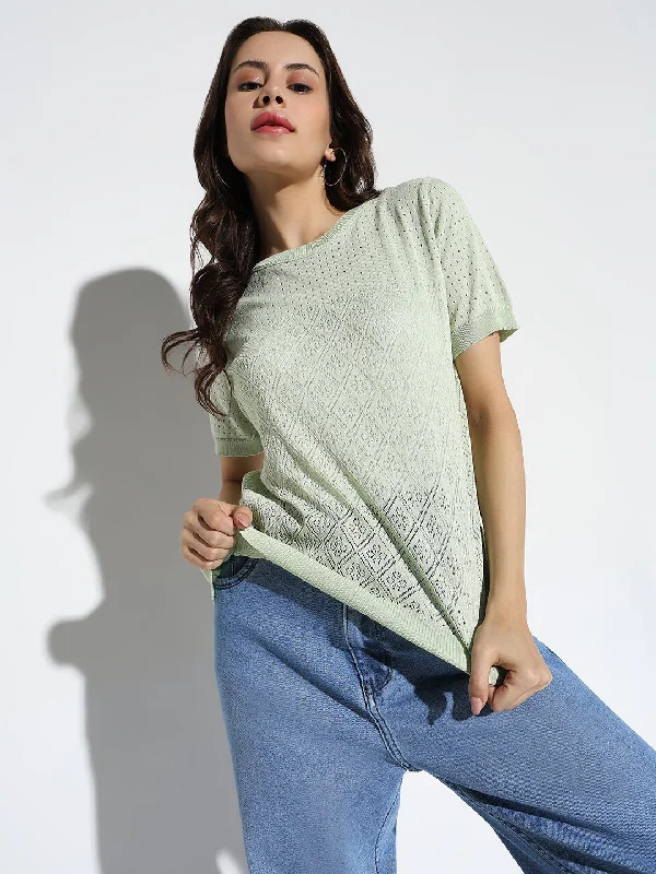 Weekend Bargains to Cherish Women Green Solid Top