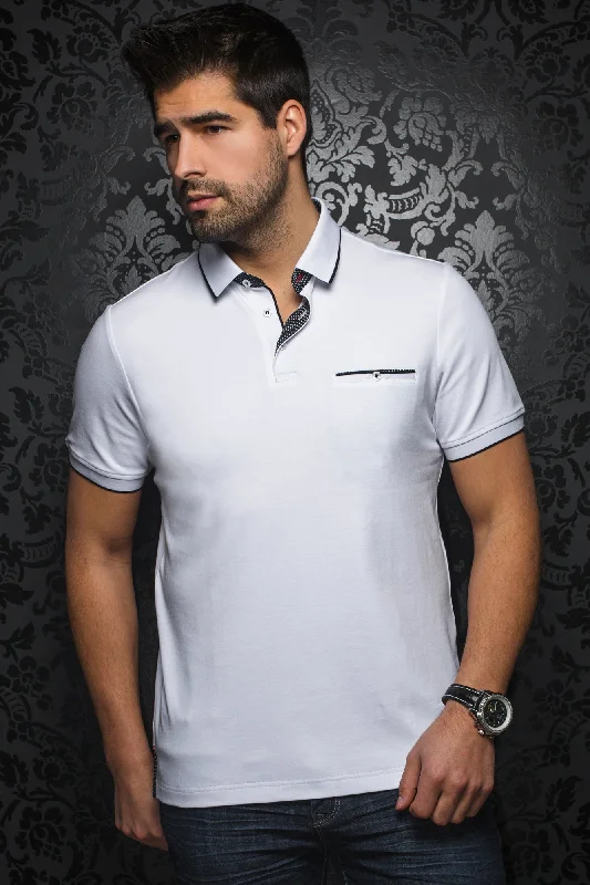 Au Noir Short-Sleeve Polo | Mercury White