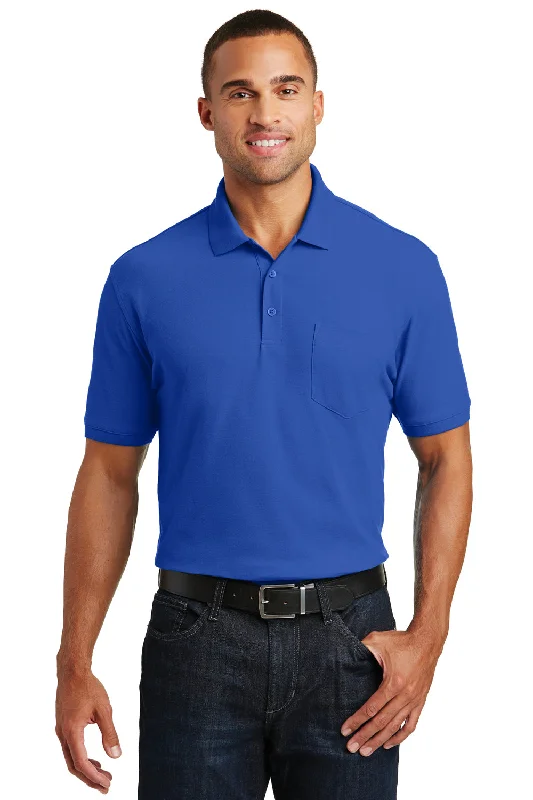 Port Authority Mens Core Classic Short Sleeve Polo Shirt w/ Pocket - True Royal Blue