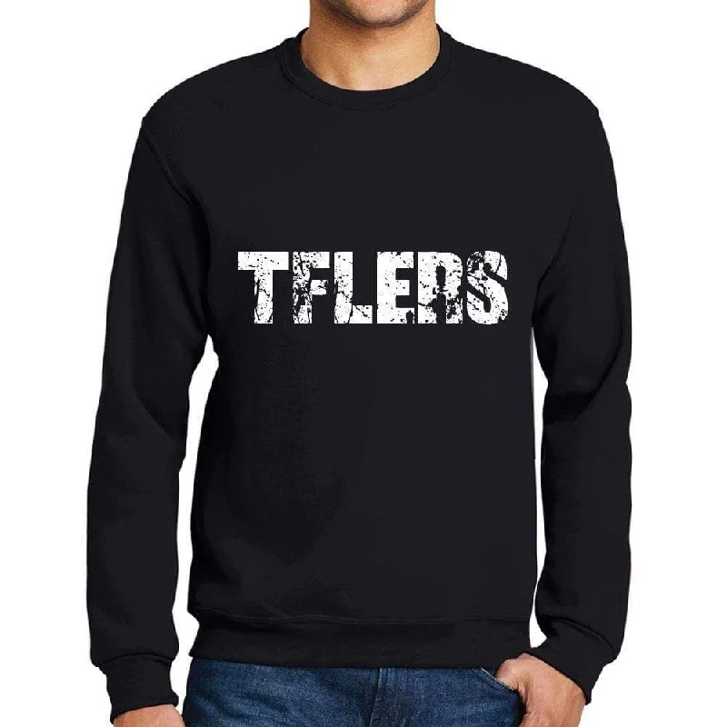 Men's Printed Graphic Sweatshirt Popular Words TFLERS Deep Black