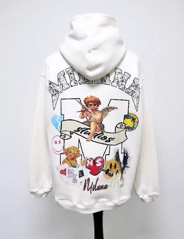 Cream Heavyweight Graphic Hoodie.