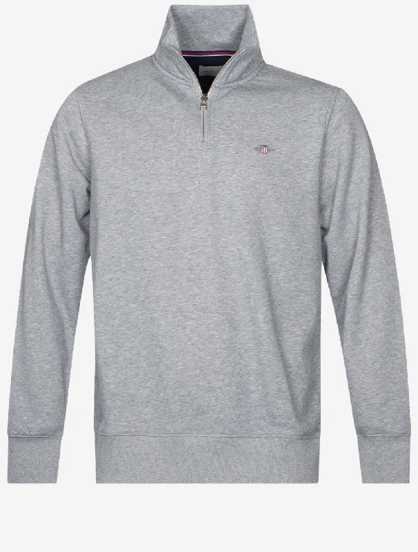 Regular Fit Shield Half Zip Sweatshirt Grau Melange