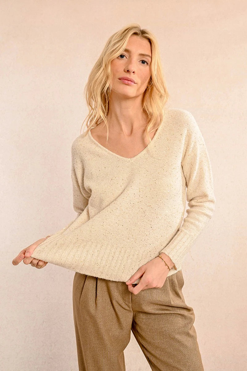 Weekend Offers That Amaze Knit & Sequin Sweater - Off White