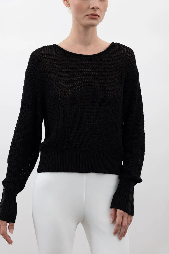 Weekend Specials to Relish Cotton Sweater Crew Neck - Black