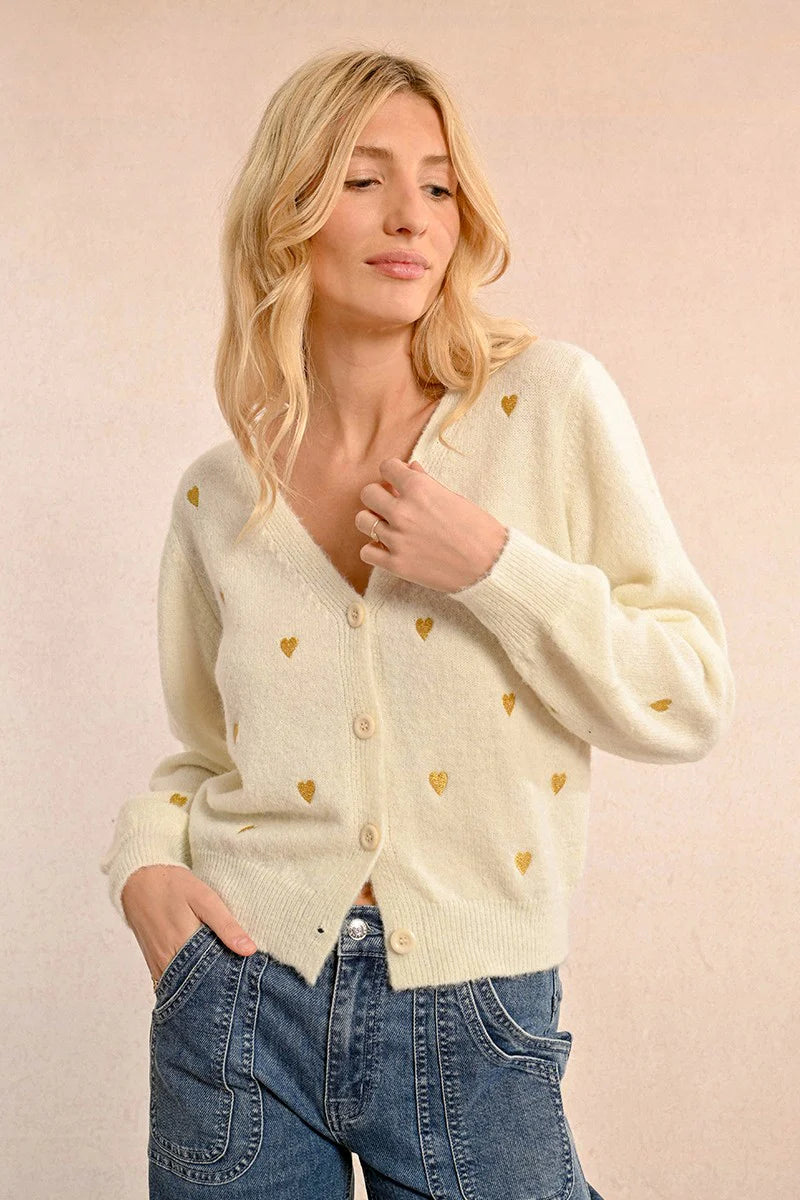 Weekend Bargains to Relish Short V Neck Cardigan - Off White