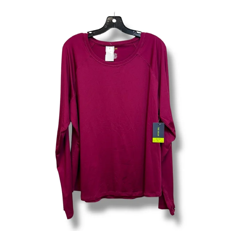 Closeout Deal Top Long Sleeve By Tek Gear In Maroon, Size: Xxl