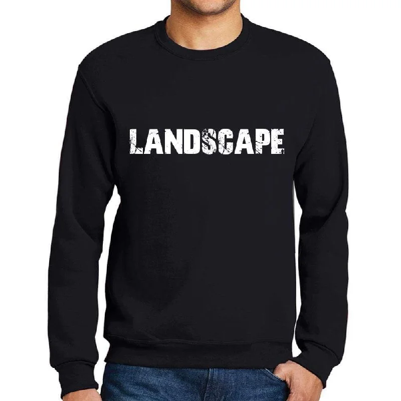 Men's Printed Graphic Sweatshirt Popular Words LANDSCAPE Deep Black