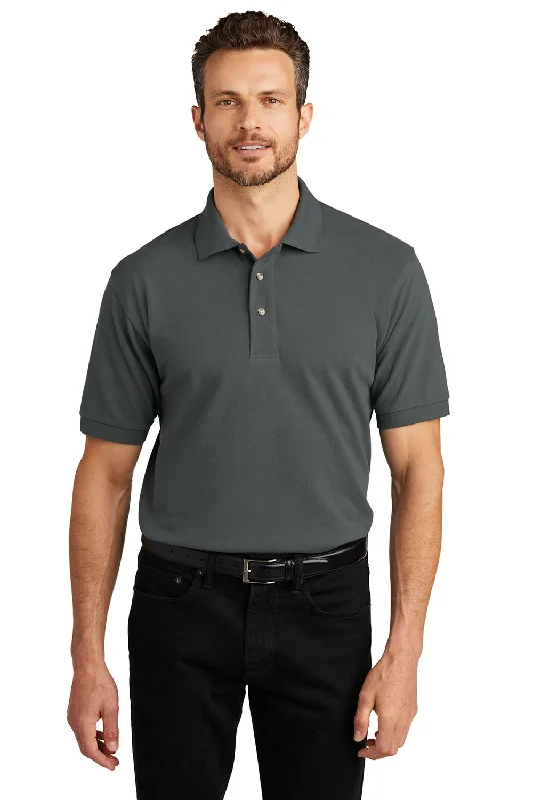 Port Authority Mens Shrink Resistant Short Sleeve Polo Shirt - Steel Grey