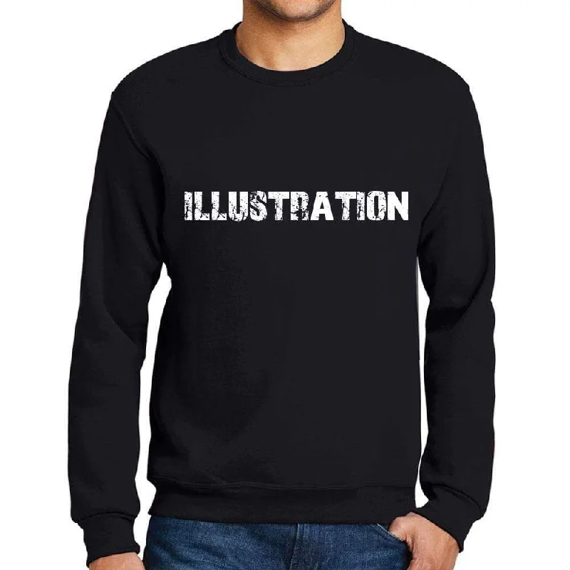 Men's Printed Graphic Sweatshirt Popular Words ILLUSTRATION Deep Black