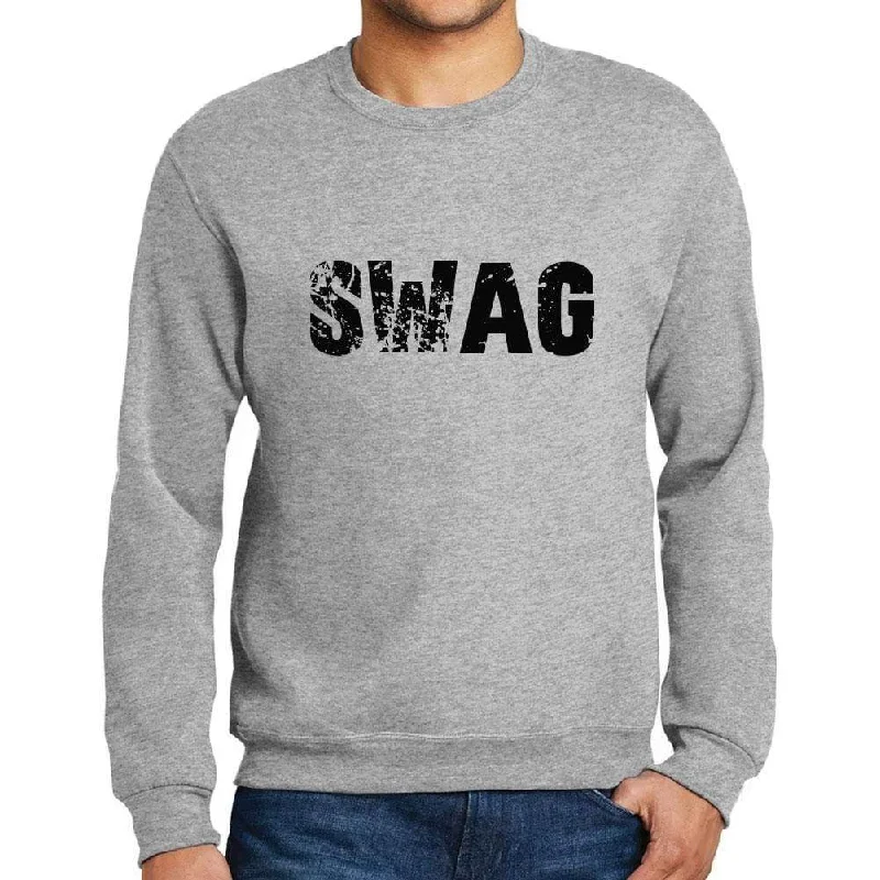 Men's Printed Graphic Sweatshirt Popular Words SWAG Grey Marl