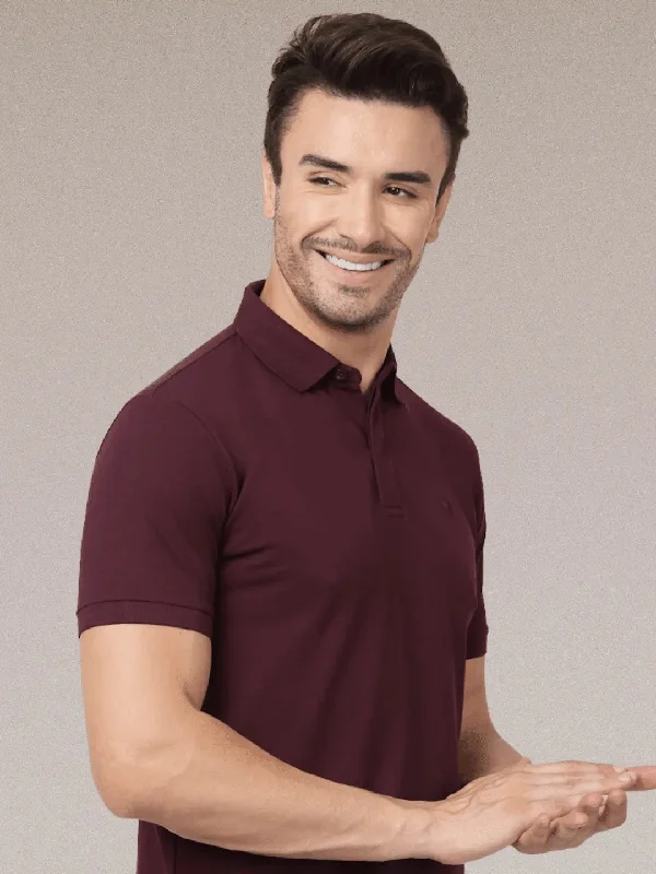 Maroon Solid Polo Shirt