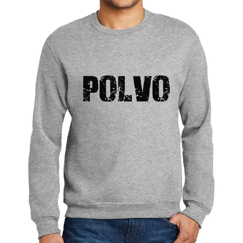 Men's Printed Graphic Sweatshirt Popular Words POLVO Grey Marl