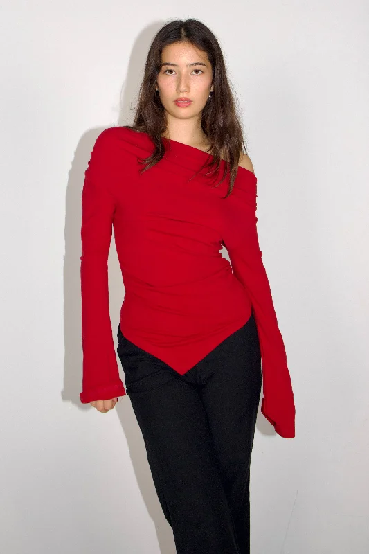 Weekend Specials Just for You Asymmetrical off shoulder long sleeve top