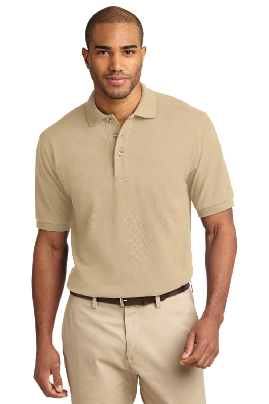 Port Authority Mens Shrink Resistant Short Sleeve Polo Shirt - Stone - Closeout