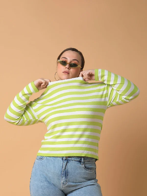Weekend Deals That Spark Women Striped Green Top