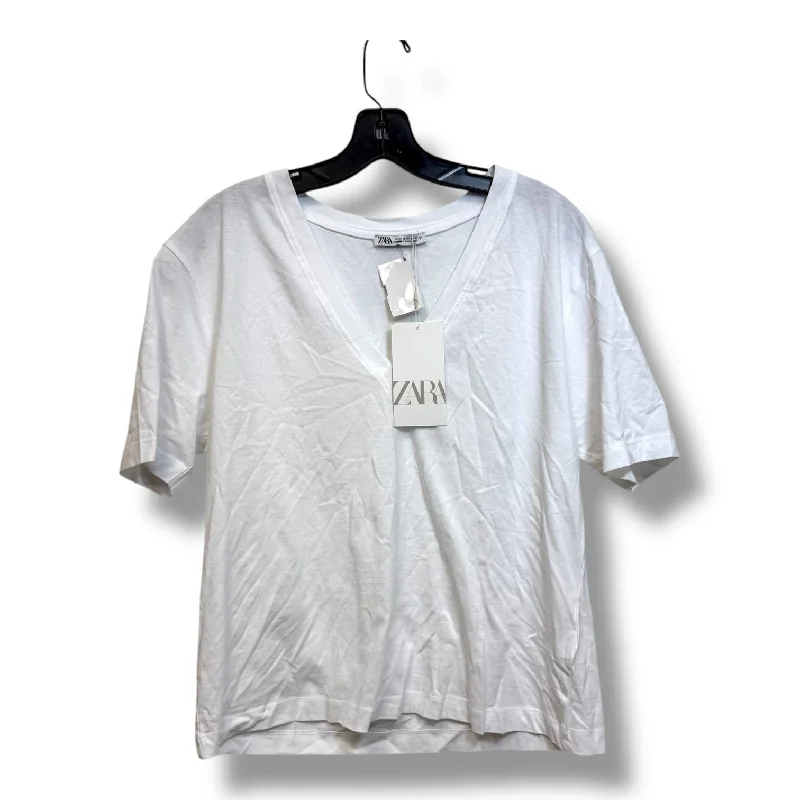 Weekend Deals to Make You Happy Top Short Sleeve Basic By Zara In White, Size: M