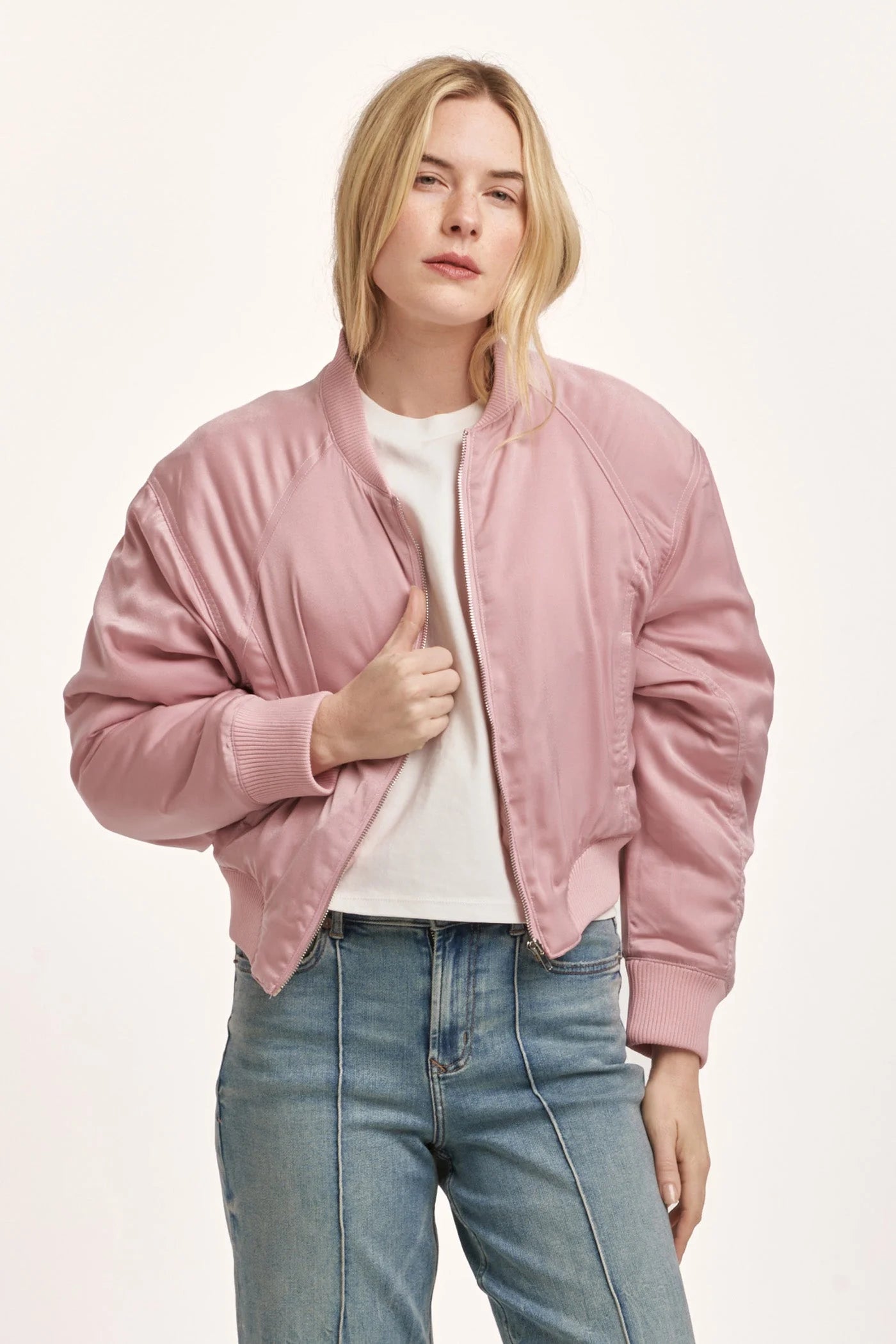 The Best Deal Samaria Relaxed Bomber Jacket - Satin Pink