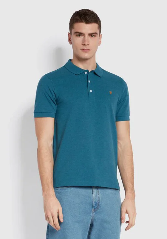 Farah Blanes Polo Shirt, Petrol Blue Marl