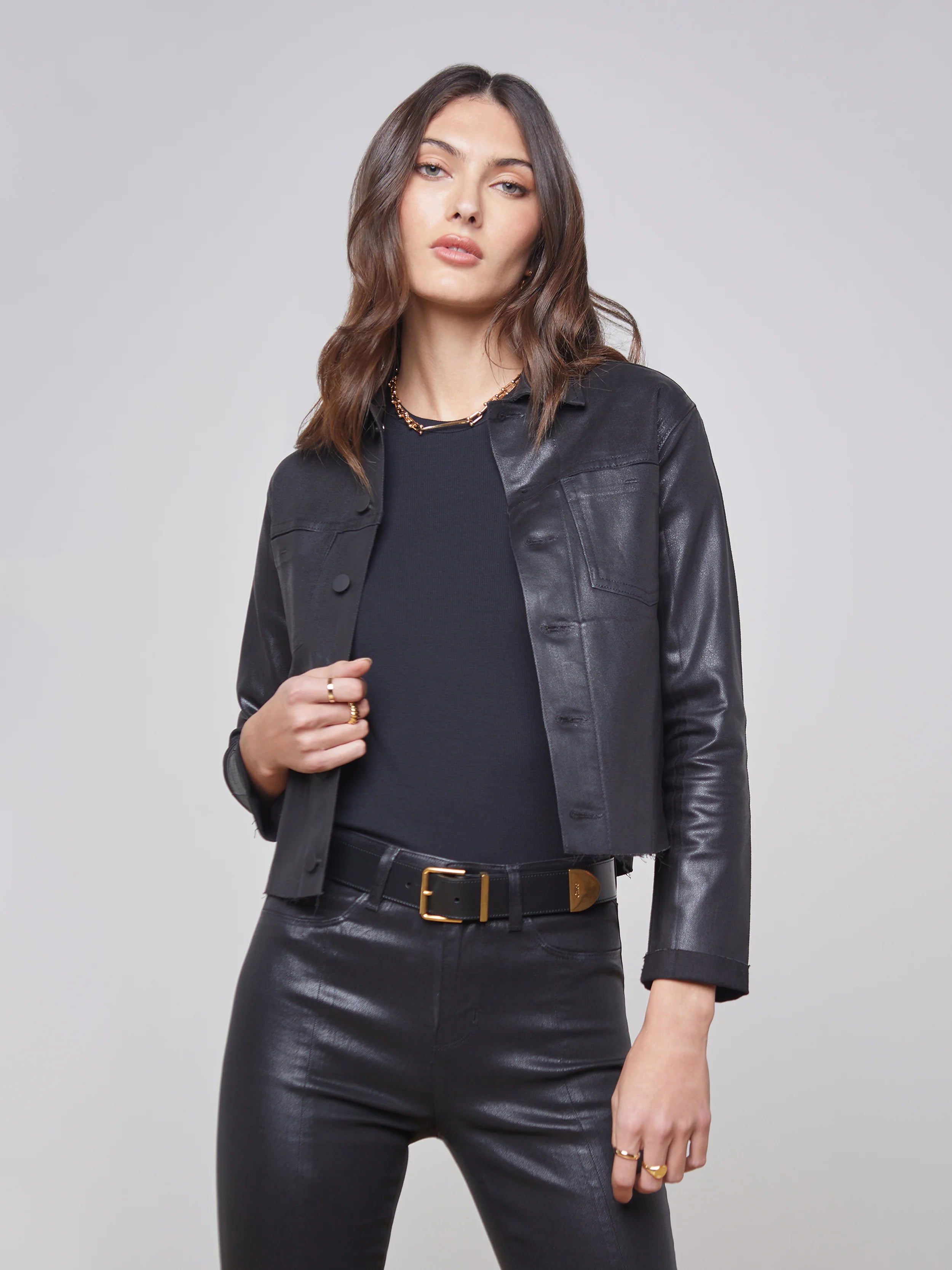 The Best Prices Janelle Coated Denim Jacket - Saturated Black Coated