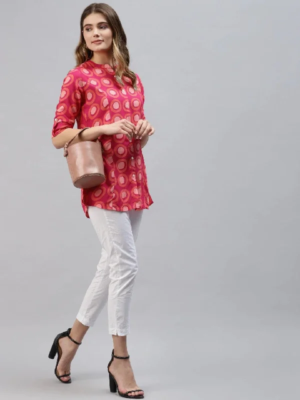Weekend Bargains to Indulge In Pink Rayon Shirt Style Top
