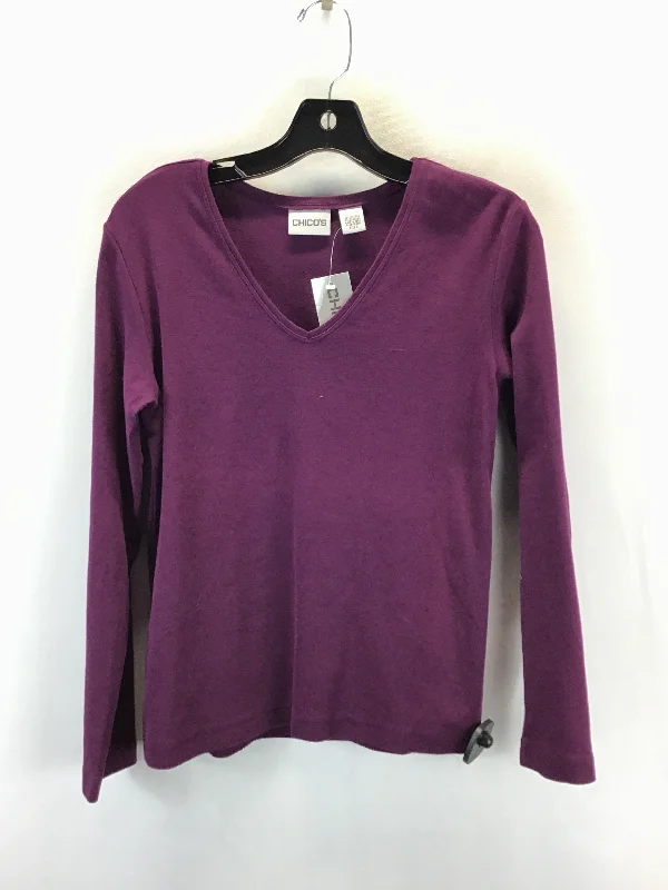 Midnight Madness Top Long Sleeve By Chicos In Purple, Size: 0 (SMALL)