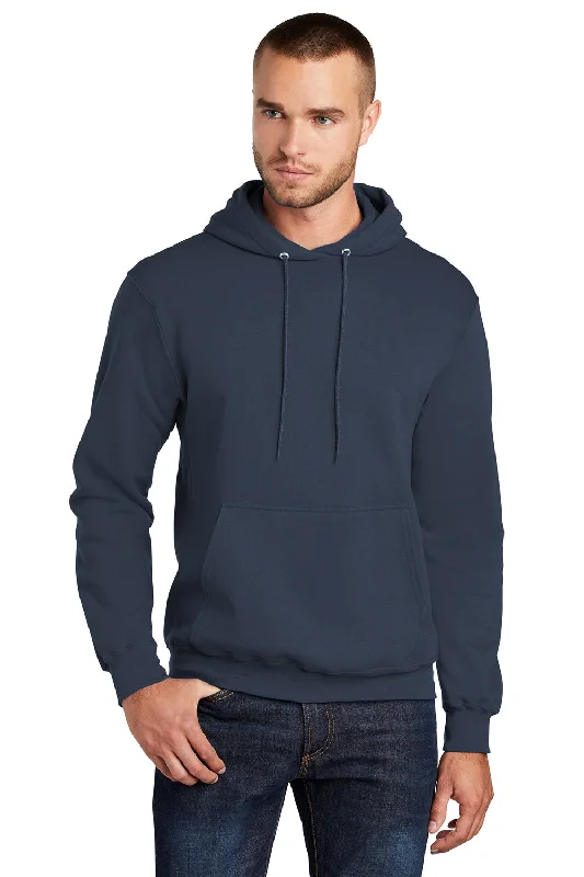 Port & Company Mens Core Pill Resistant Fleece Hooded Sweatshirt Hoodie w/ Pouch Pocket - Navy Blue