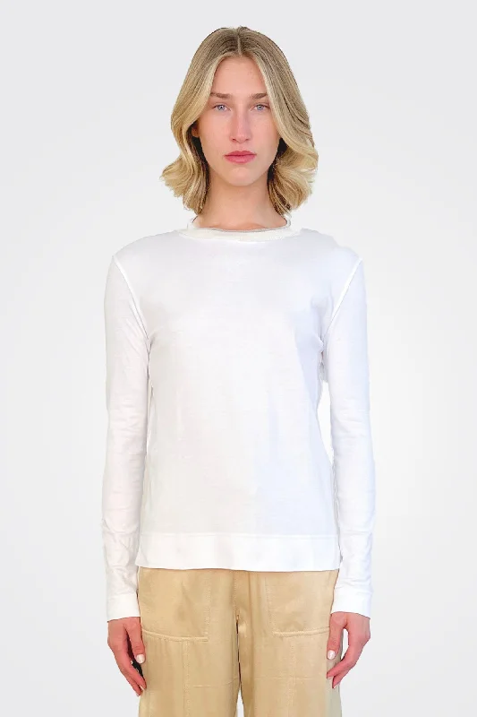 Unbeatable Prices Accent Collar Crewneck Top - White