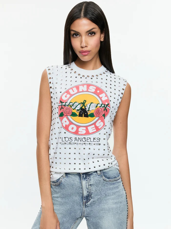 Weekend Specials to Cherish Micah Embellished Muscle Tee - Off White