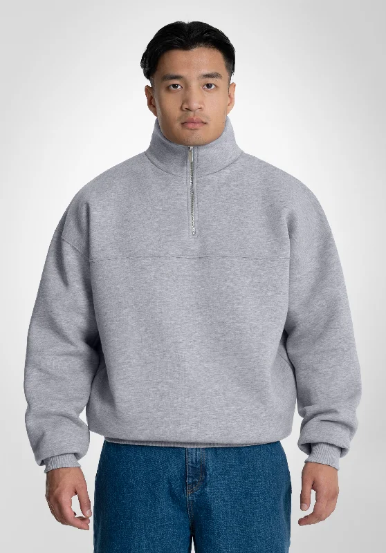 Half Zip Hoodie - Melange Grey