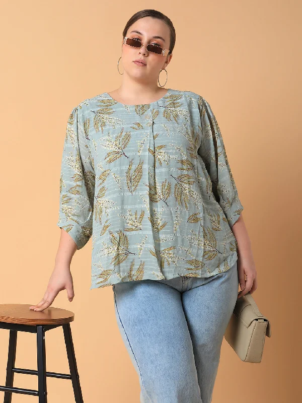 While Supplies Last Women Floral Sea Green Top