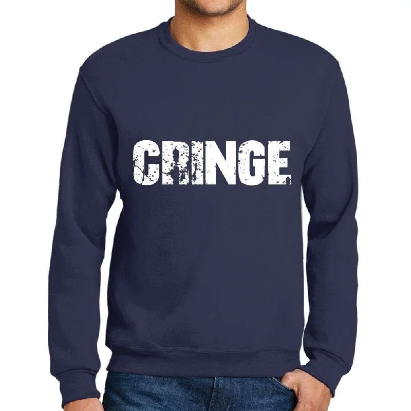 Men's Printed Graphic Sweatshirt Popular Words CRINGE French Navy