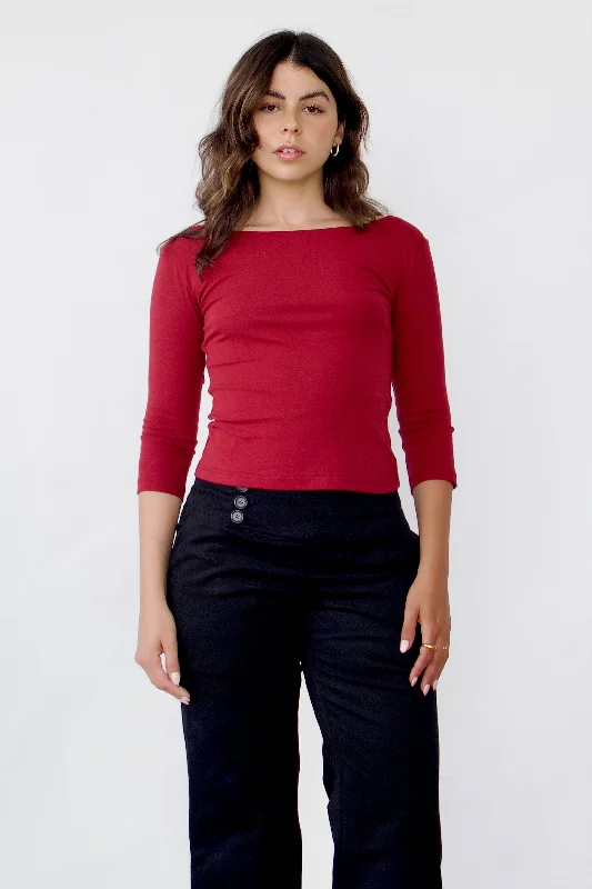 Overstock Clearance SCG MADE | Clara 90s Basic 3/4 Sleeve Top