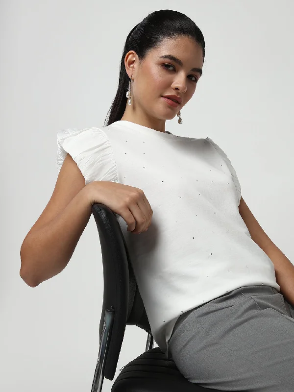 Weekend Deals to Brighten Your Day Women White Solid Top