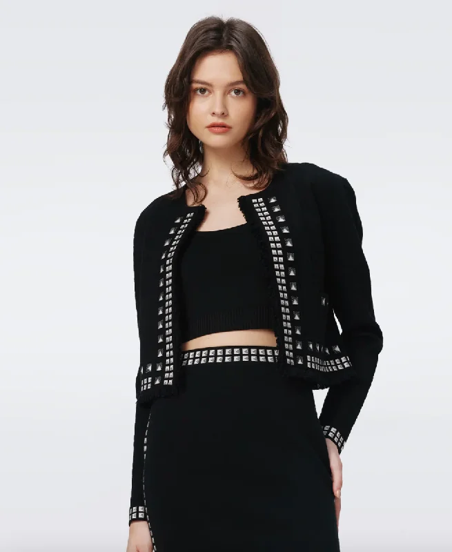 Your Weekend, Your Savings Brogan Knit Jacquard Cardigan - Black Stud