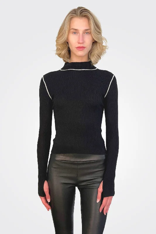 Low Price Stitch Mockneck - Black