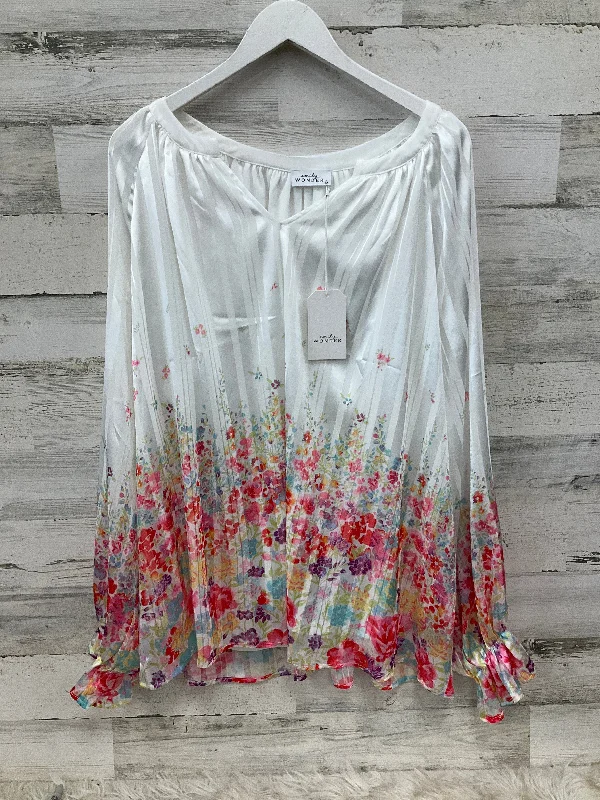 Weekend Discounts to Enjoy Blouse Long Sleeve By Clothes Mentor In White, Size: 3x