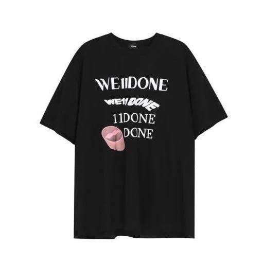 WE - Men 'Black' We11done Text Logo Printed Oversized T-Shirt WE814