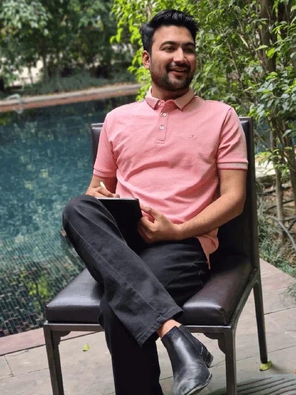 Textured Polo Plum Pink Shirt