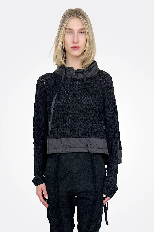 Weekend Bargains to Celebrate Quilt Detail Knit Sweater - Black