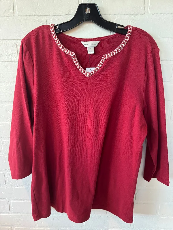 Weekend Offers That Shine Top 3/4 Sleeve By Christopher And Banks In Red & White, Size: Xl