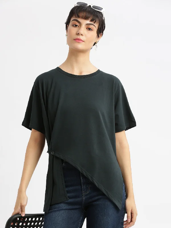 Lowest Price Women Solid Green Top