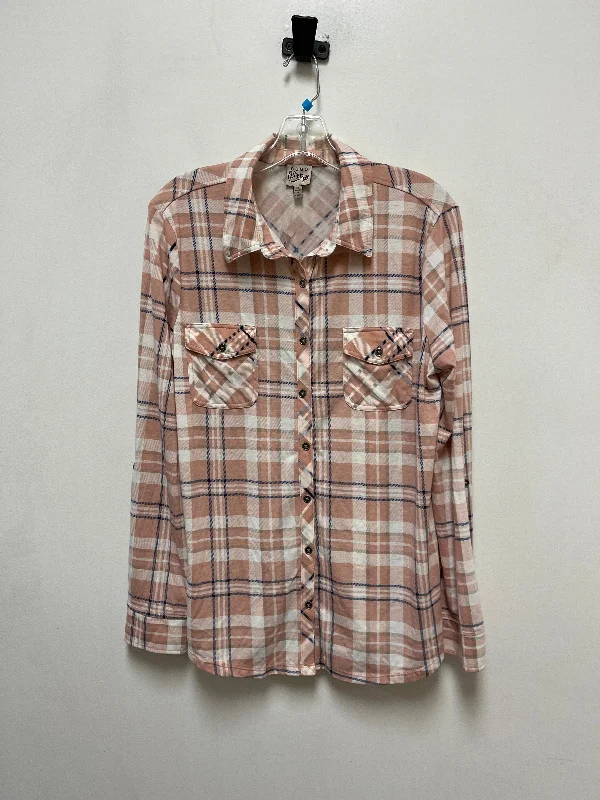 Weekend Savings Spectacular Blouse Long Sleeve By Como Vintage In Pink, Size: Xl