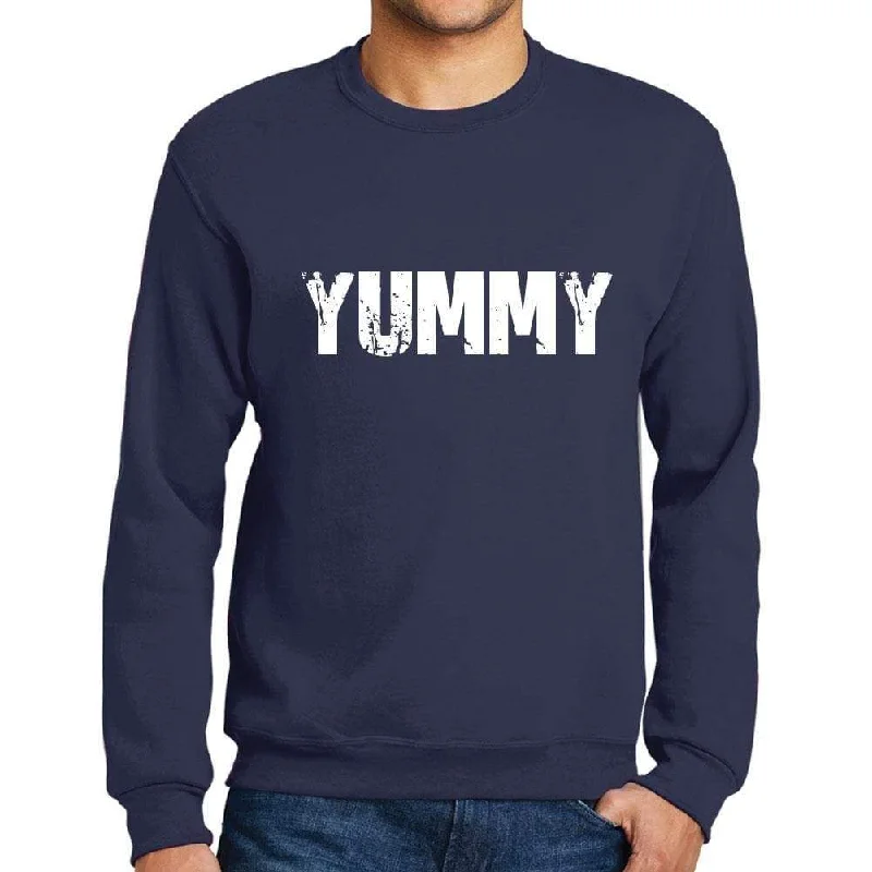 Men's Printed Graphic Sweatshirt Popular Words YUMMY French Navy