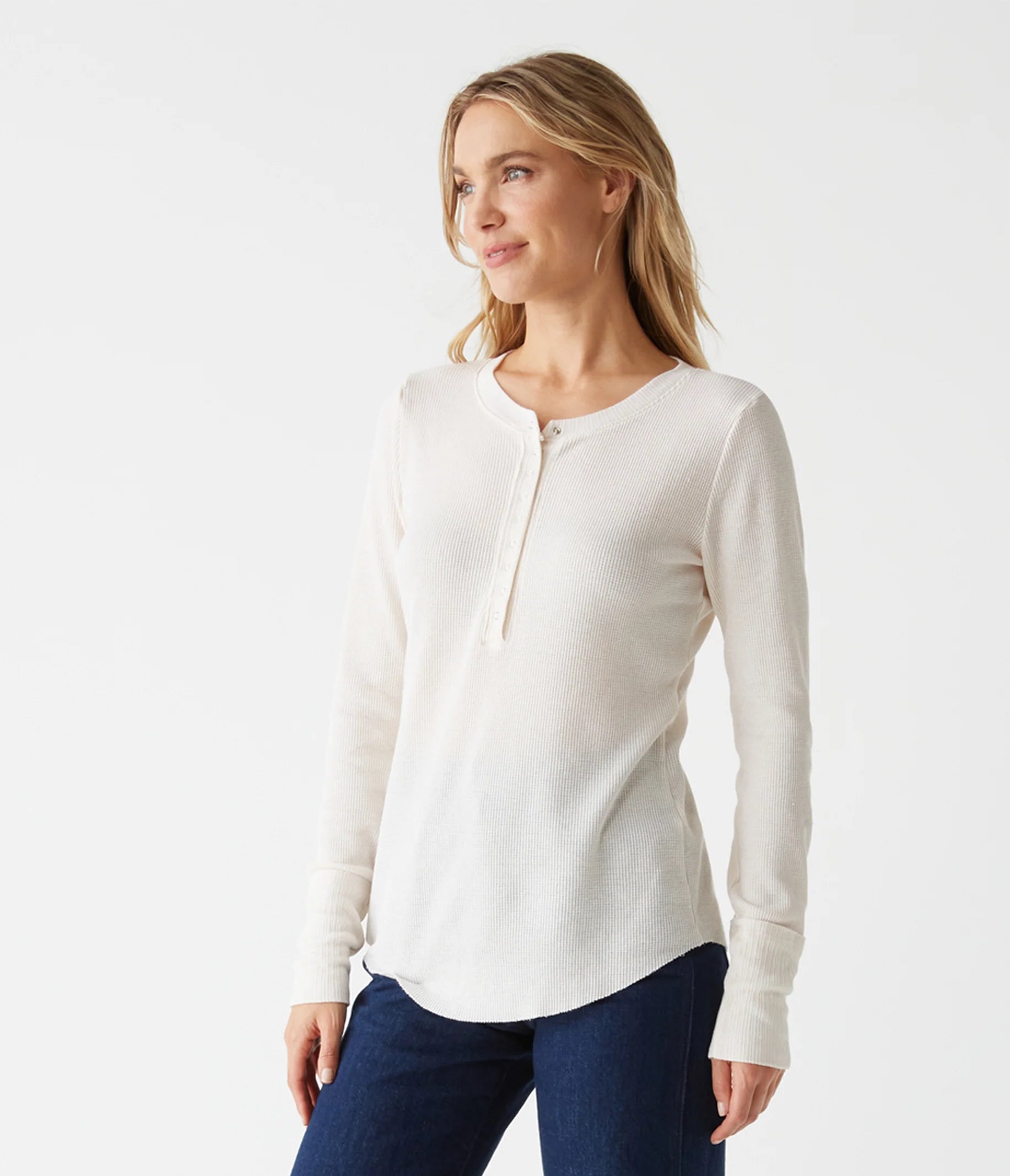 Weekend Offers That Impress Regan Thermal Henley Tee - Chalk