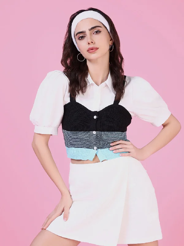 Flash Deal Women Blue Solid Shirt Style Top