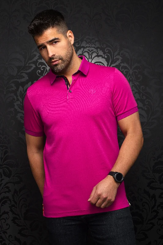 Au Noir Stretch Short-Sleeve Polo | Eagle Fuchsia