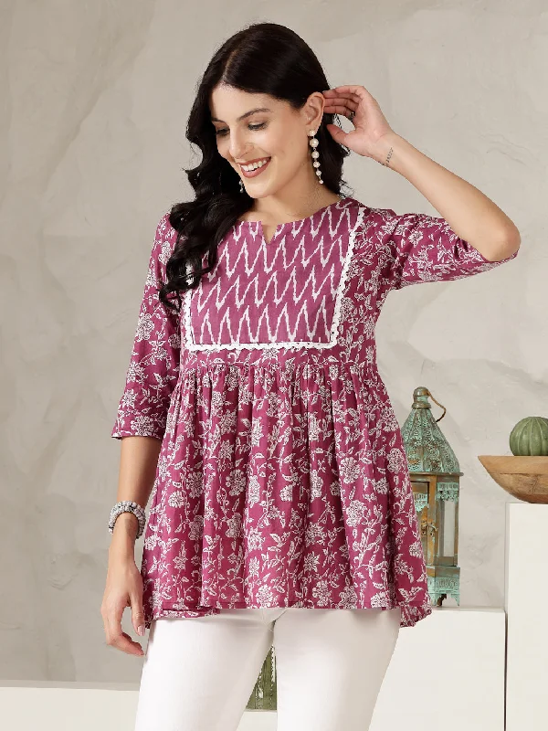 Weekend Deals That Sizzle Floral Printed Cotton Peplum Top