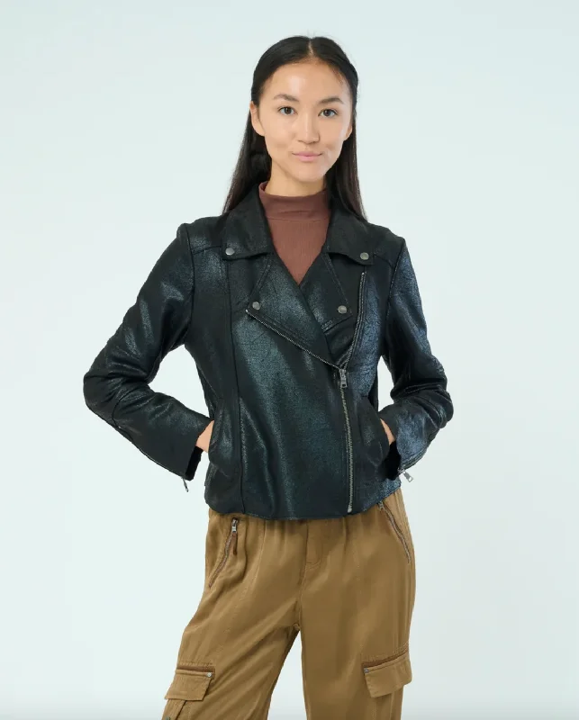 Hot Buy Piper Metallic Moto Jacket - Metallic Black